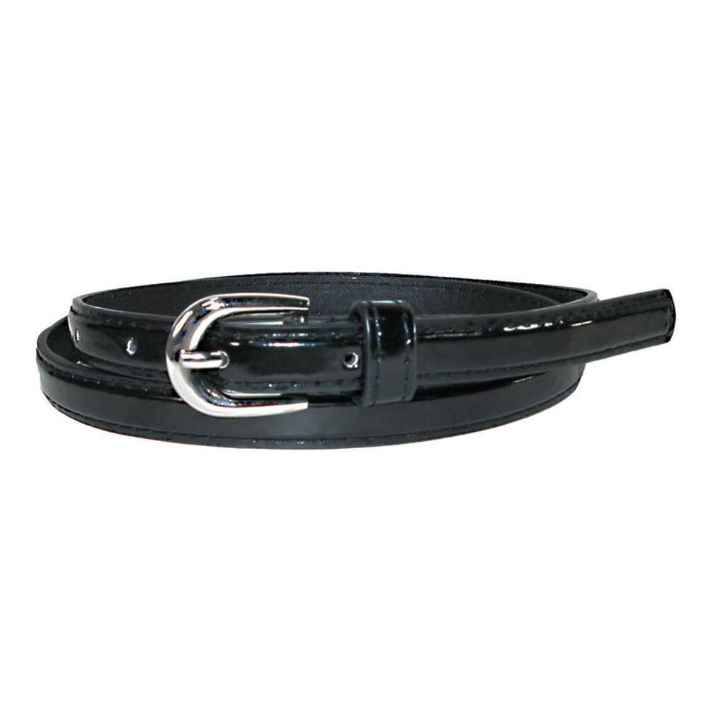 CTM Women's 1/2 Inch Skinny Dress Belt Patent Faux Leather - Picture 1 of 3